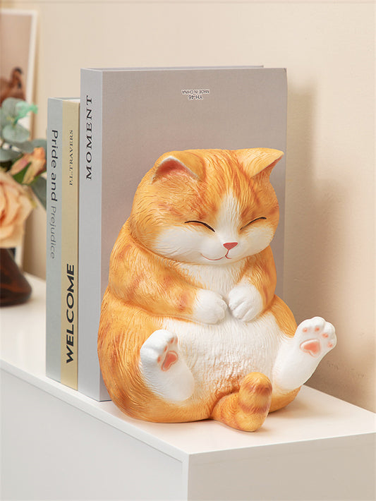 Cute Chubby Cat Cartoon Bookend and Doorstop,Funny Decor Ornaments