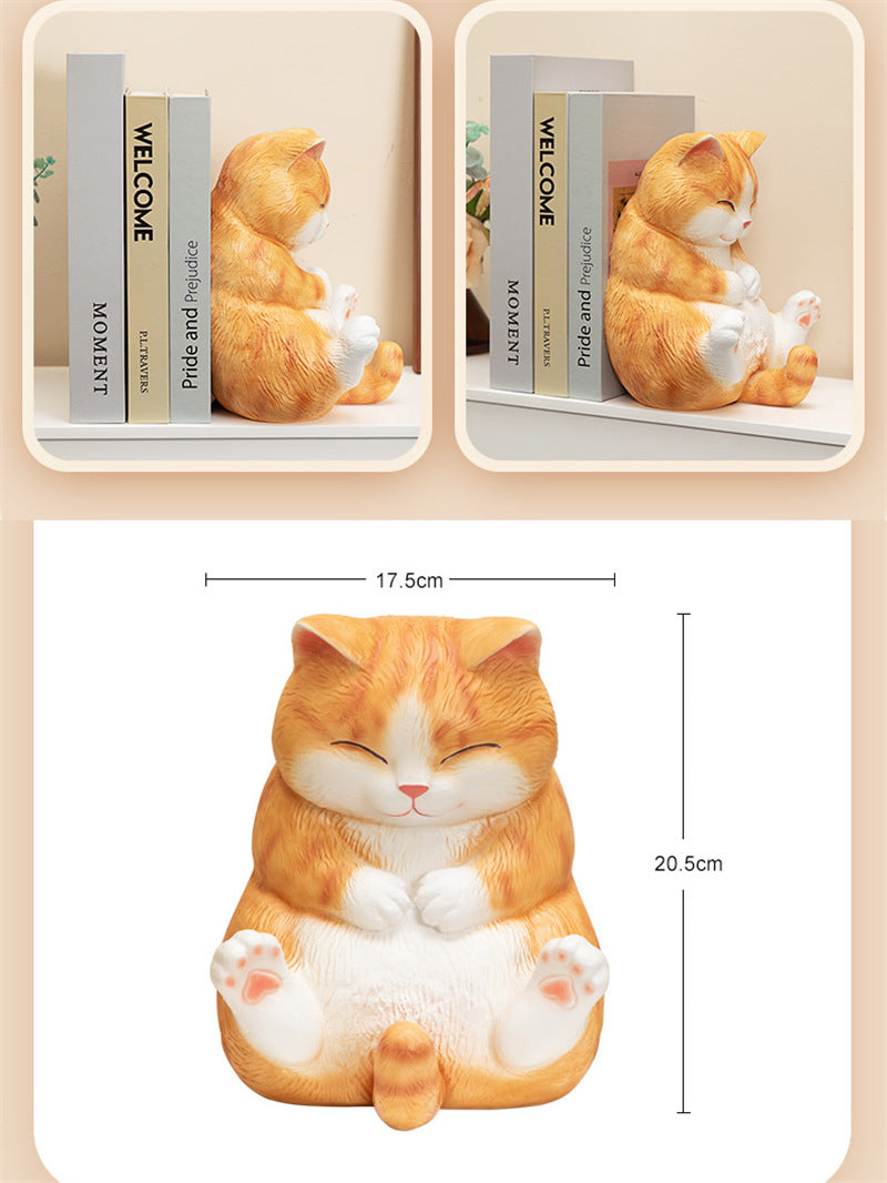 Cute Chubby Cat Cartoon Bookend and Doorstop,Funny Decor Ornaments