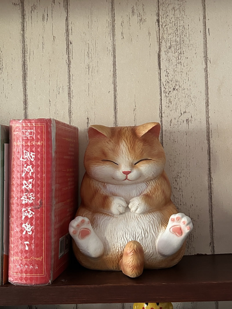 Cute Chubby Cat Cartoon Bookend and Doorstop,Funny Decor Ornaments