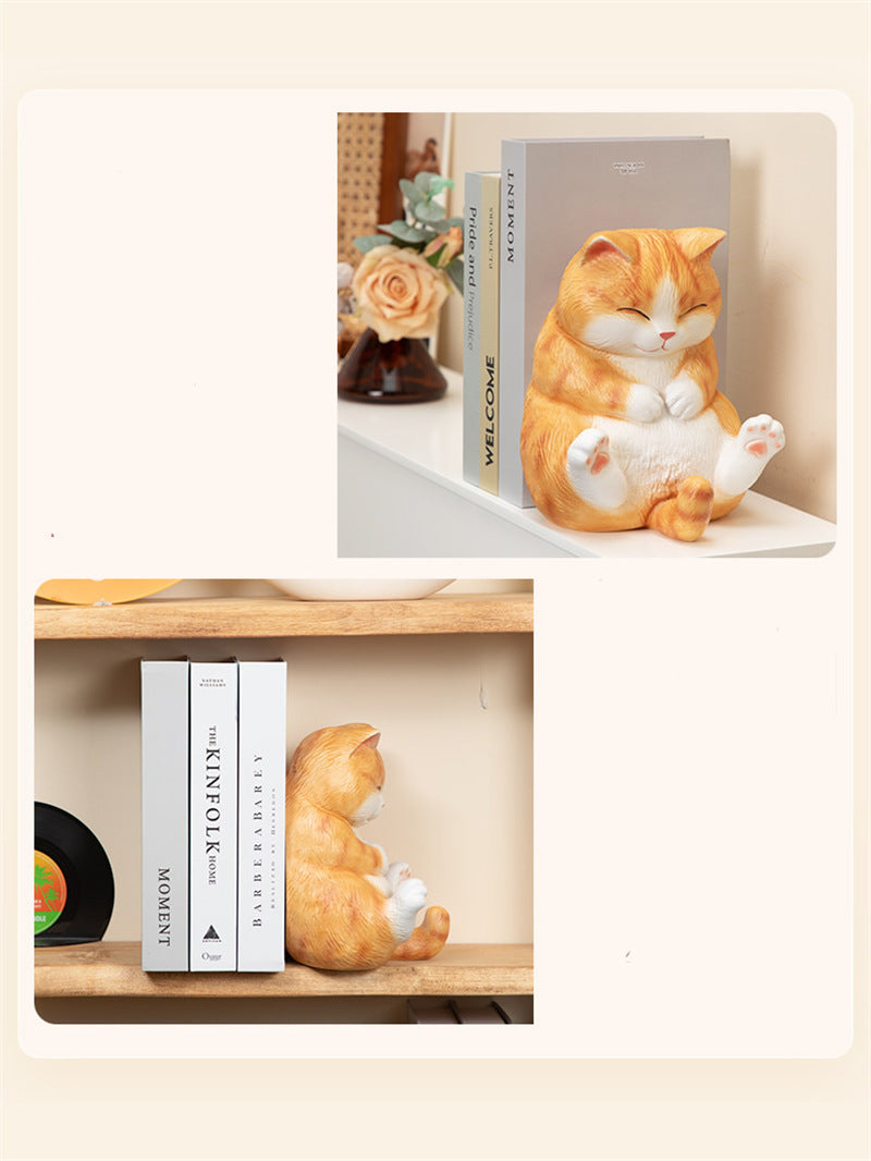 Cute Chubby Cat Cartoon Bookend and Doorstop,Funny Decor Ornaments