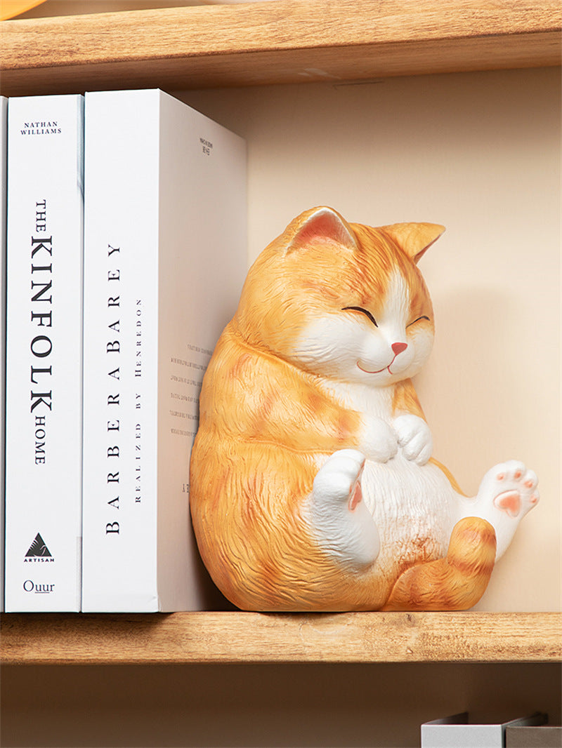 Cute Chubby Cat Cartoon Bookend and Doorstop,Funny Decor Ornaments