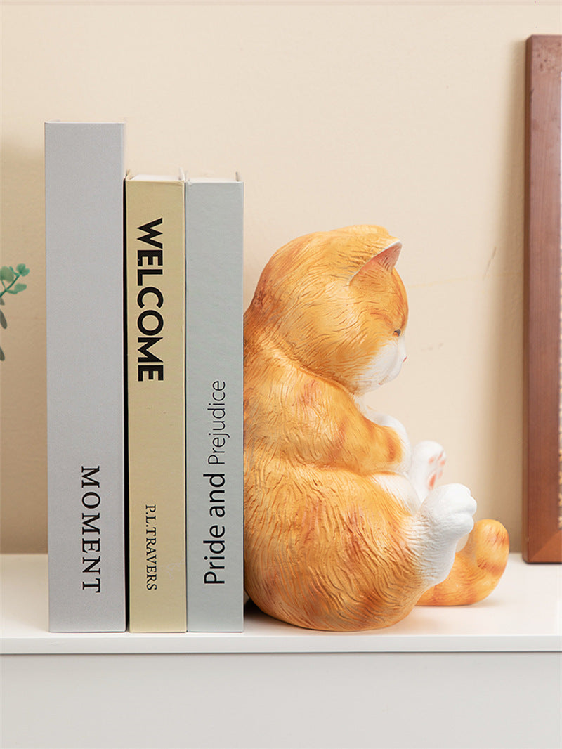 Cute Chubby Cat Cartoon Bookend and Doorstop,Funny Decor Ornaments