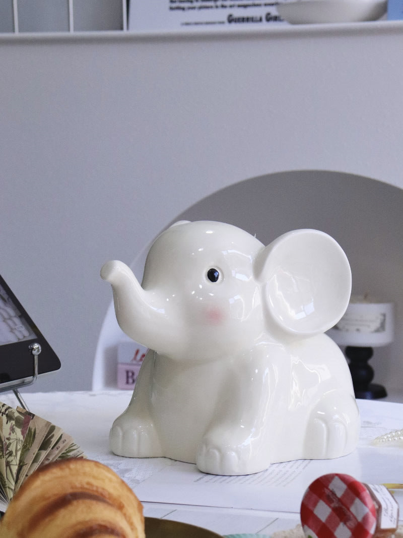 Cute Elephant Ceramic Tissue Box, Tissue Holder, Home Office Decoration