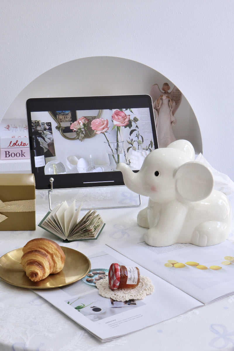 Cute Elephant Ceramic Tissue Box, Tissue Holder, Home Office Decoration