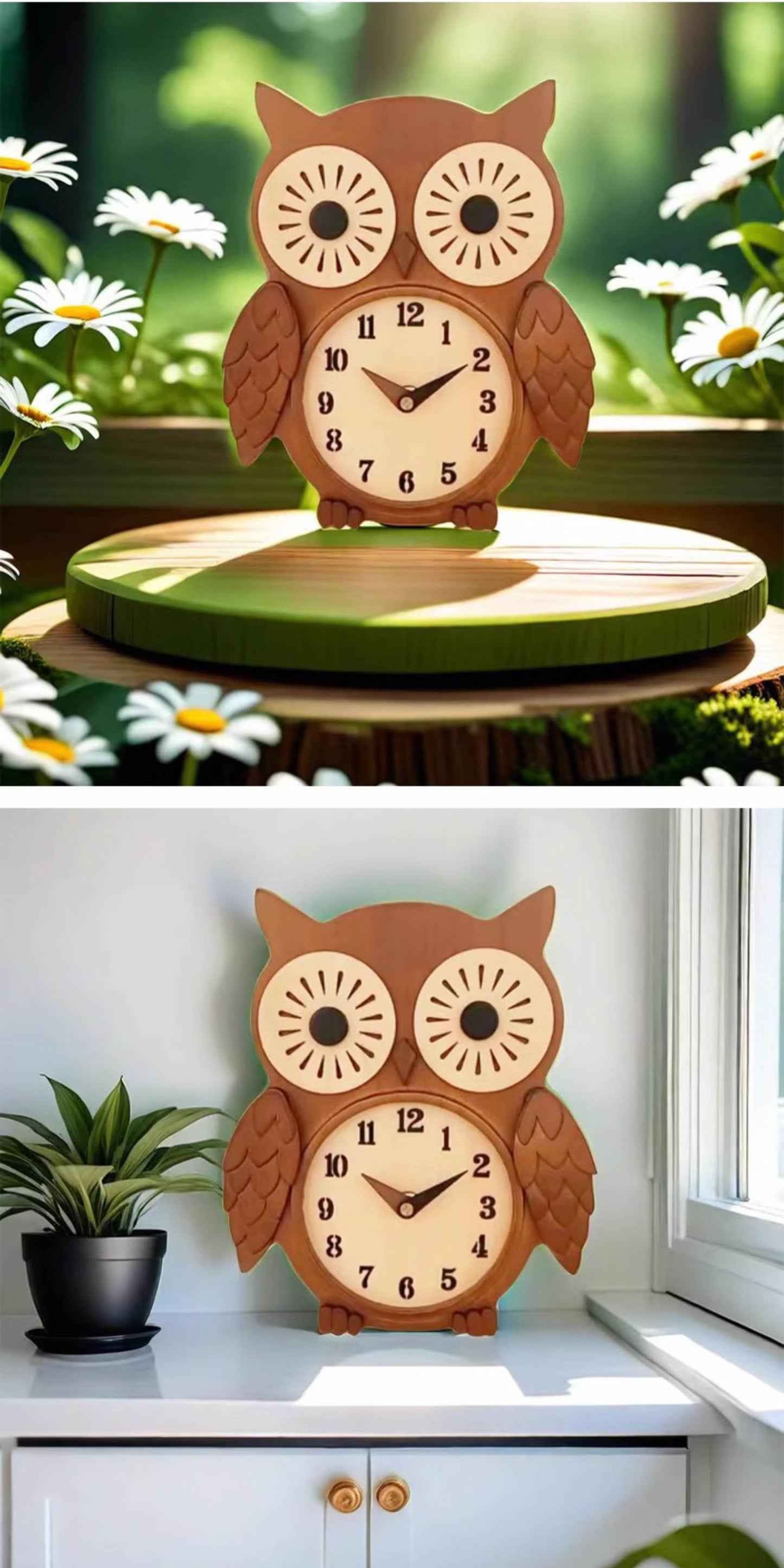 Cute Owl Shaped Wooden Desk Clock: Novelty Tabletop Decor