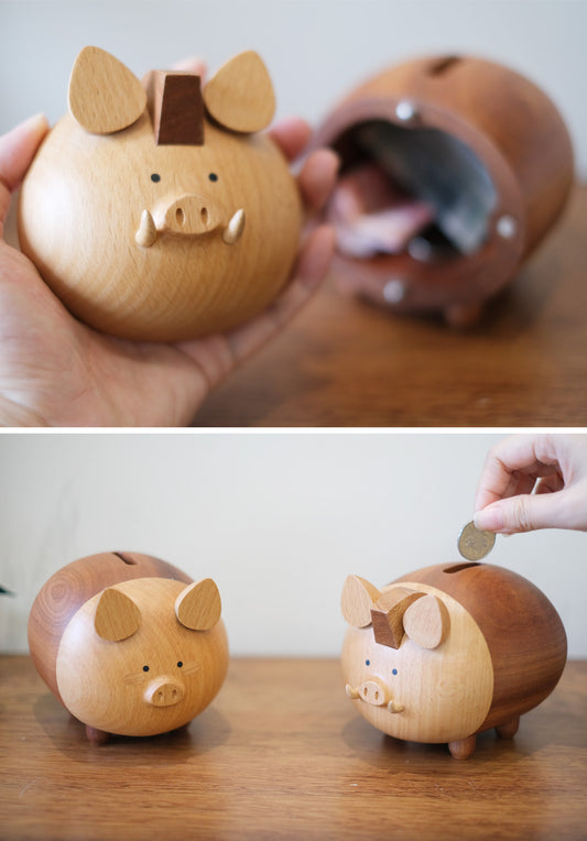 Cute Pig Wooden Piggy Bank, Children'S Christmas Gift, Unique Decoration