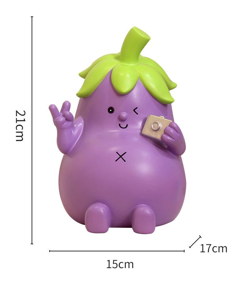 Cute Purple Eggplant Piggy Bank, Children'S Gift Coin Jar, Desktop Ornaments