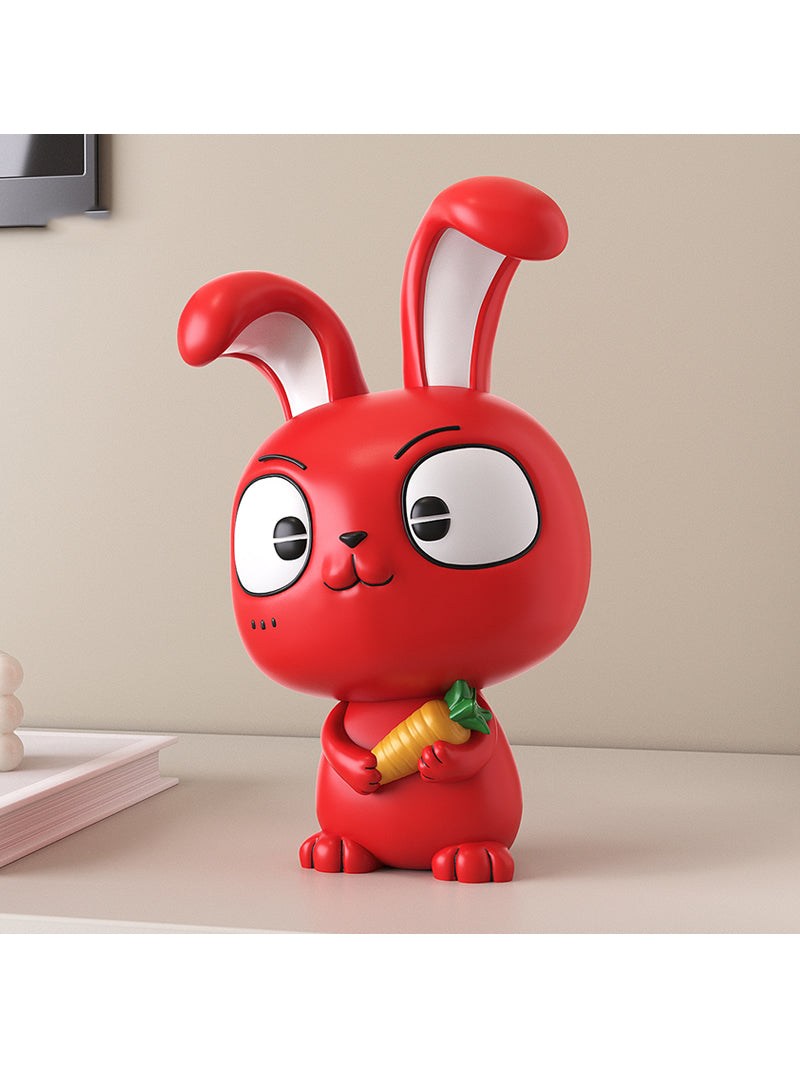 Cute Red Big Rabbit Resin Sculpture Ornaments, Desktop Office Decoration