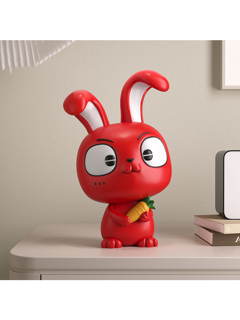 Cute Red Big Rabbit Resin Sculpture Ornaments, Desktop Office Decoration