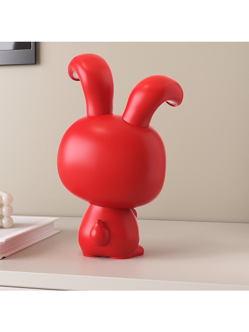 Cute Red Big Rabbit Resin Sculpture Ornaments, Desktop Office Decoration