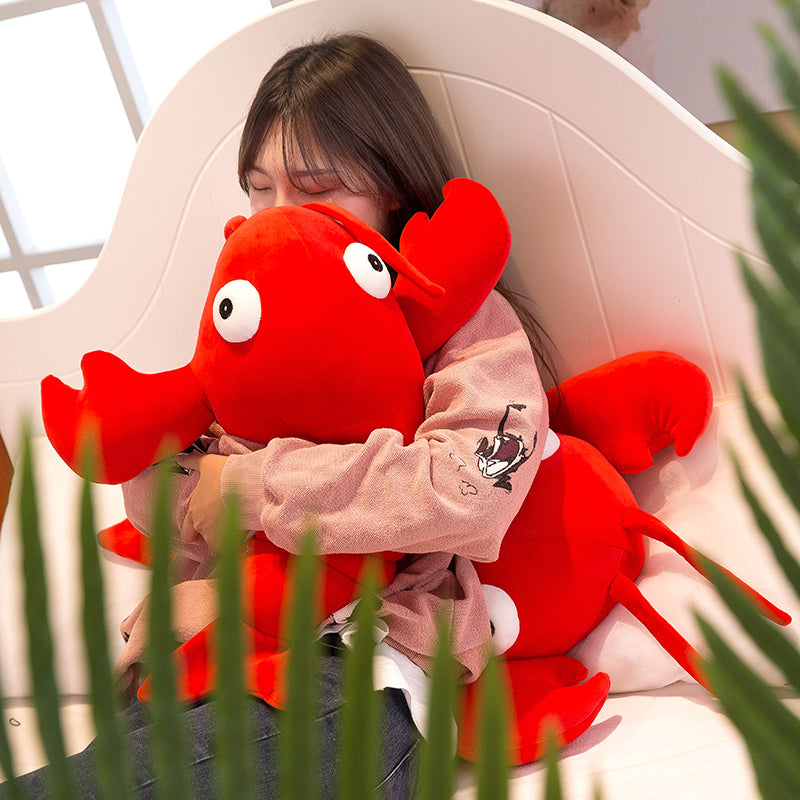 Cute red crayfish plush toy, shooting props ornaments