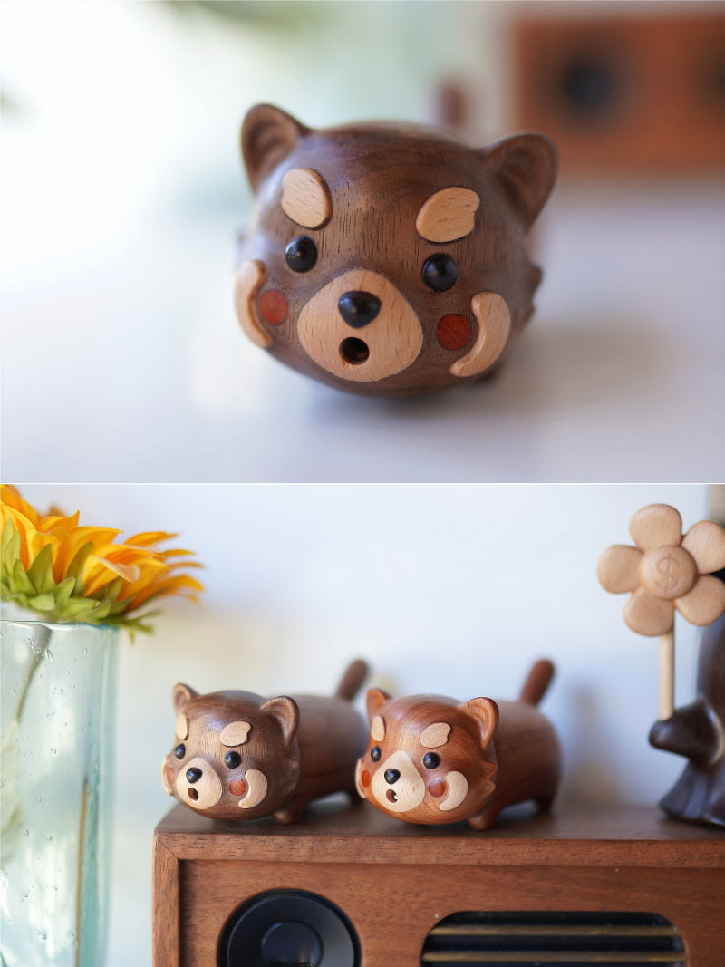 Cute Solid Wood Red Panda Toothpick Holder,Wooden Ornaments