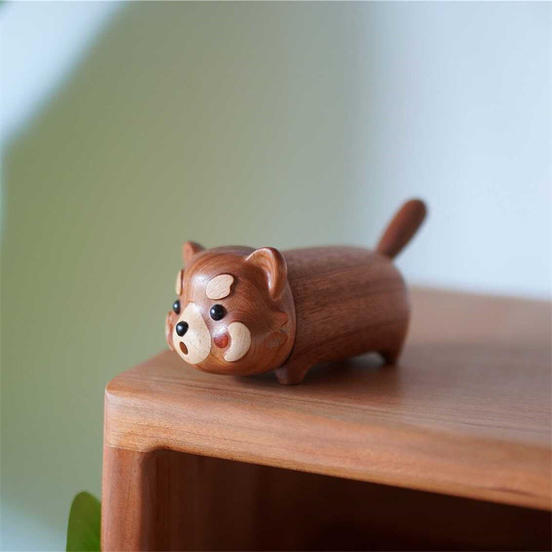 Cute Solid Wood Red Panda Toothpick Holder,Wooden Ornaments