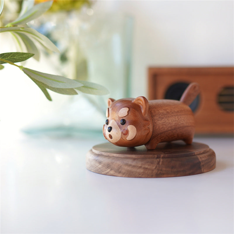 Cute Solid Wood Red Panda Toothpick Holder,Wooden Ornaments