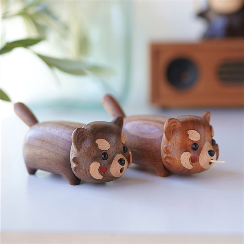 Cute Solid Wood Red Panda Toothpick Holder,Wooden Ornaments