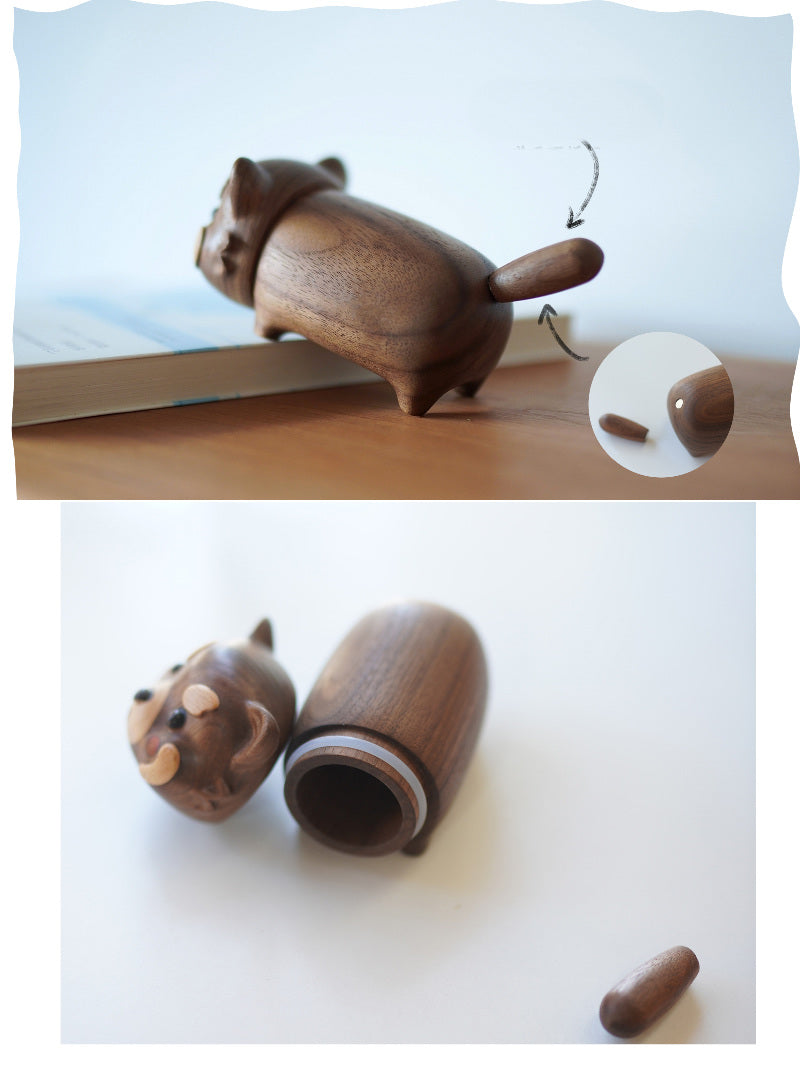 Cute Solid Wood Red Panda Toothpick Holder,Wooden Ornaments