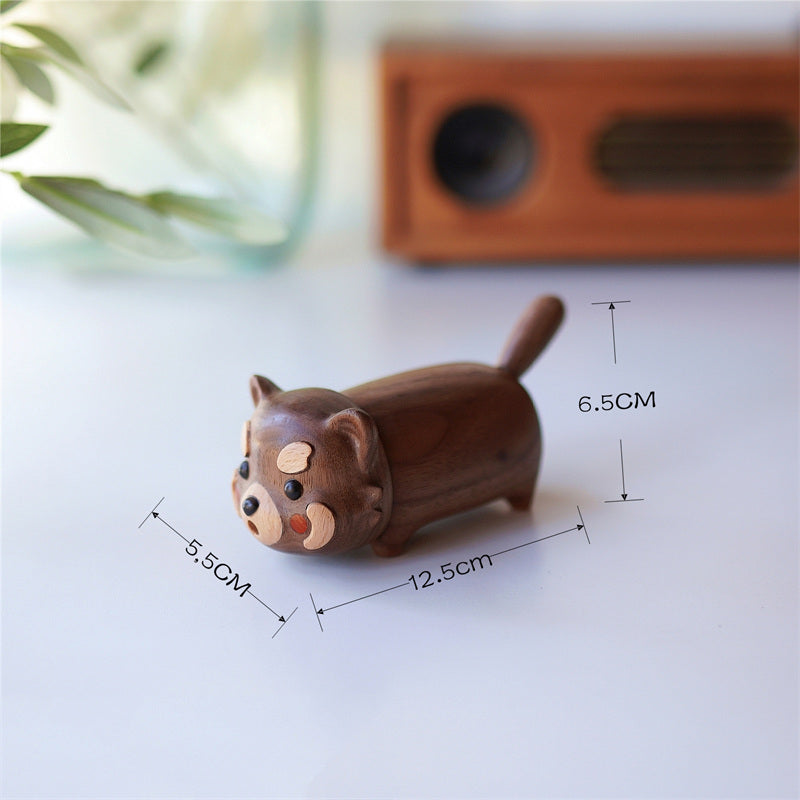 Cute Solid Wood Red Panda Toothpick Holder,Wooden Ornaments