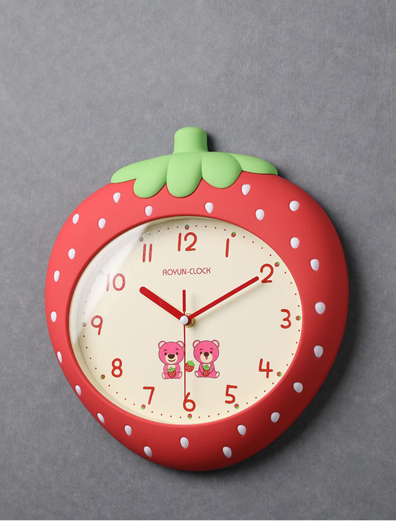 Cute Strawberry Wall Clock, Children'S Room Girls Room Decoration Ideas