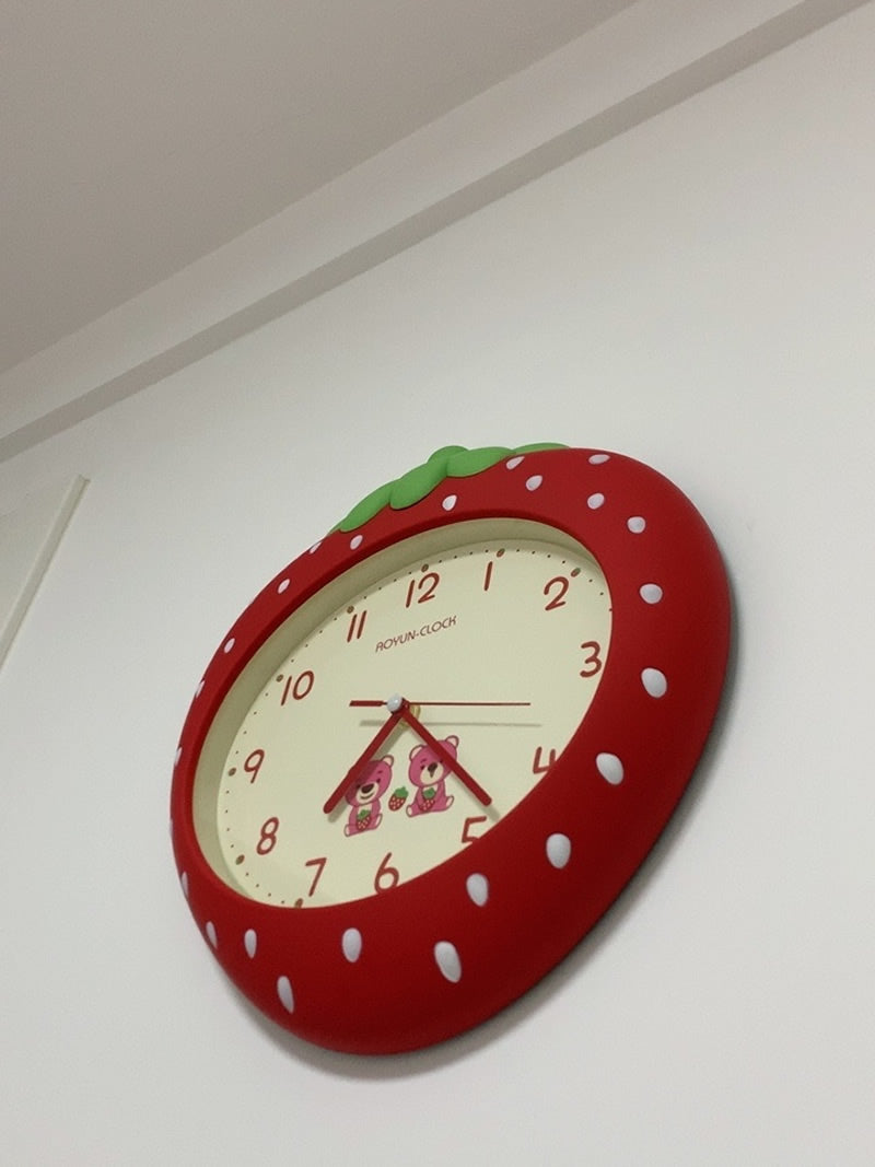 Cute Strawberry Wall Clock, Children'S Room Girls Room Decoration Ideas