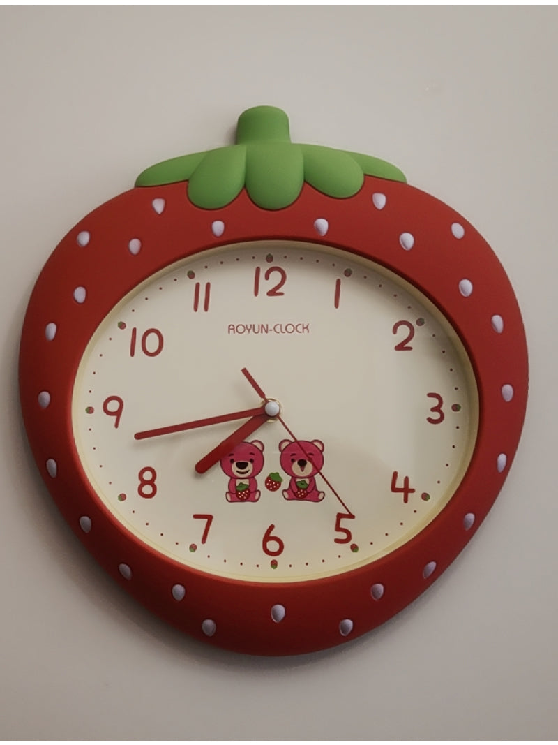 Cute Strawberry Wall Clock, Children'S Room Girls Room Decoration Ideas