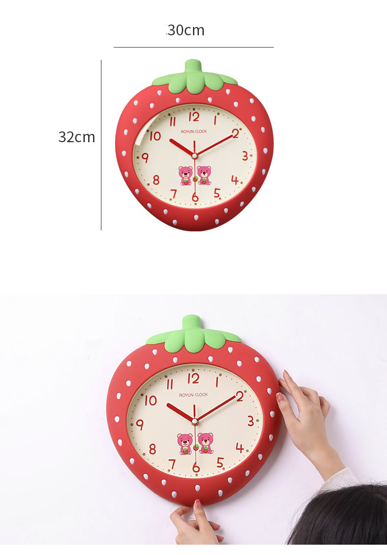 Cute Strawberry Wall Clock, Children'S Room Girls Room Decoration Ideas