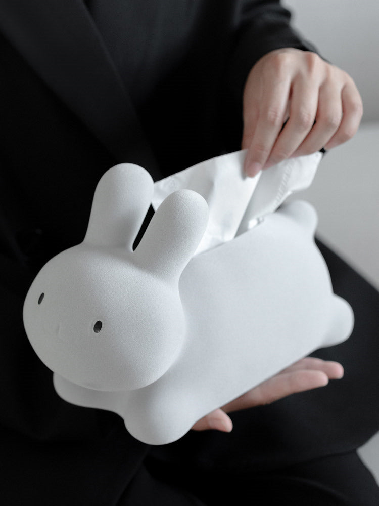 Cute White Rabbit Tissue Box, Desktop Decorative Ornament