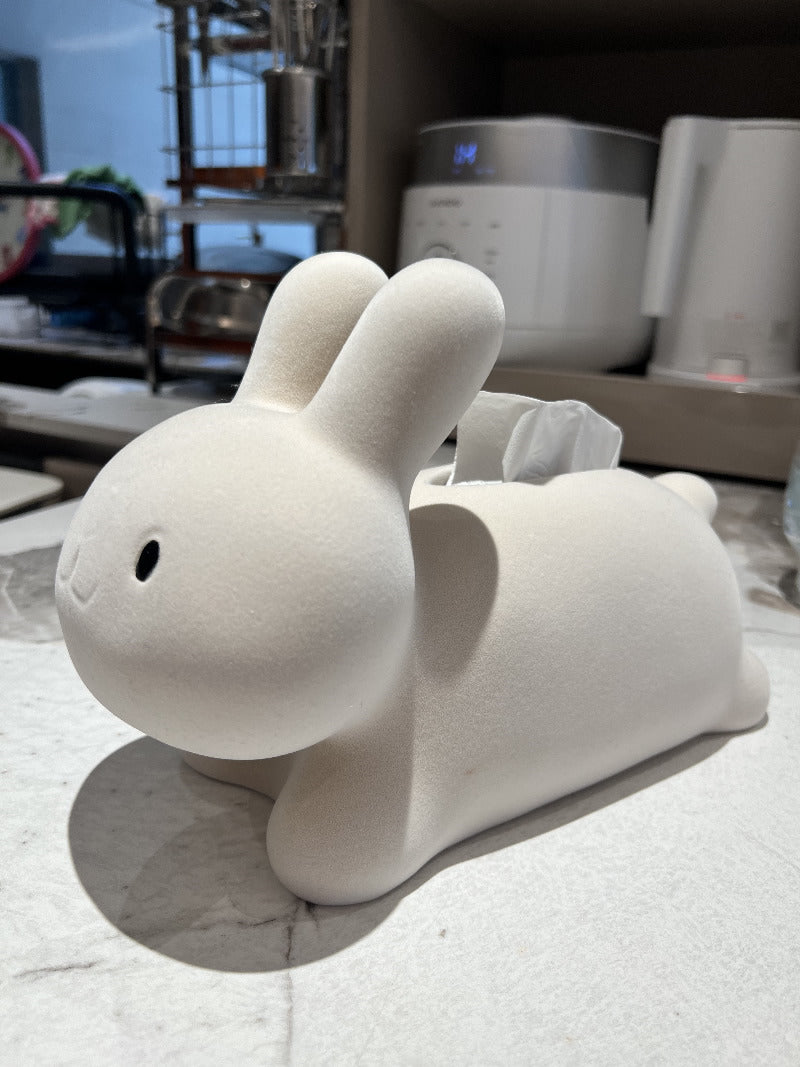 Cute White Rabbit Tissue Box, Desktop Decorative Ornament