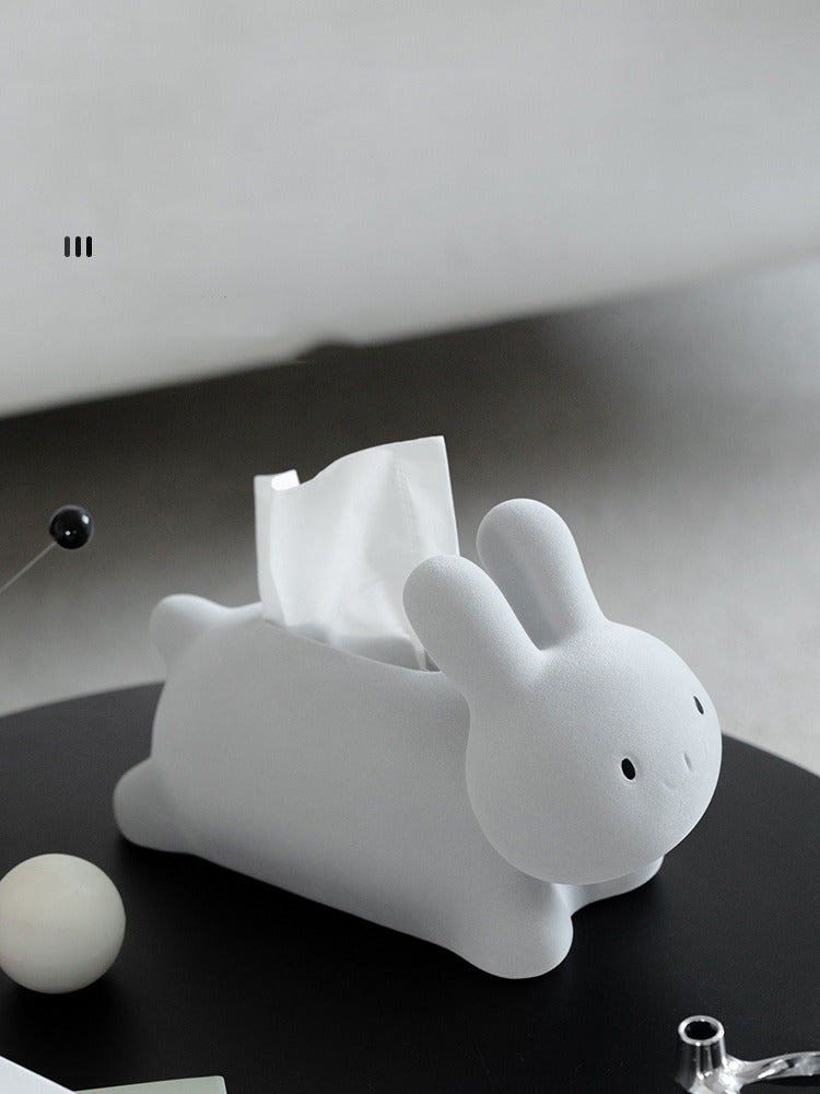 Cute White Rabbit Tissue Box, Desktop Decorative Ornament