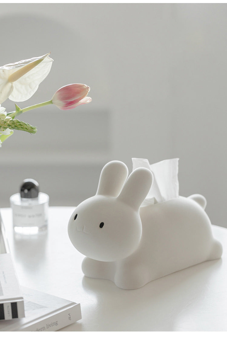 Cute White Rabbit Tissue Box, Desktop Decorative Ornament