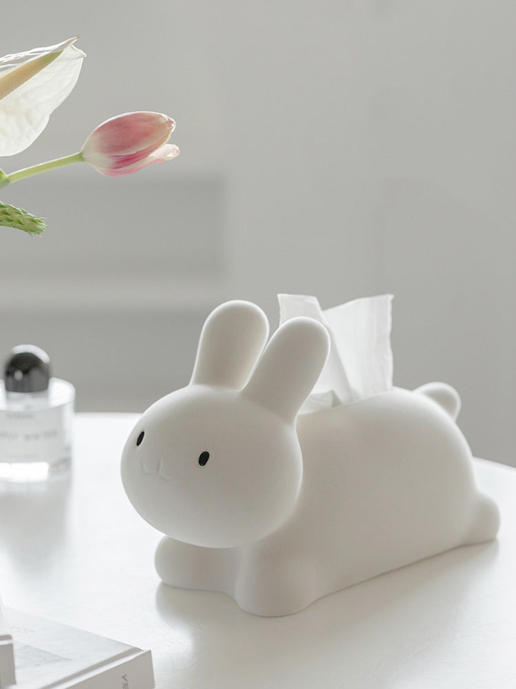 Cute White Rabbit Tissue Box, Desktop Decorative Ornament