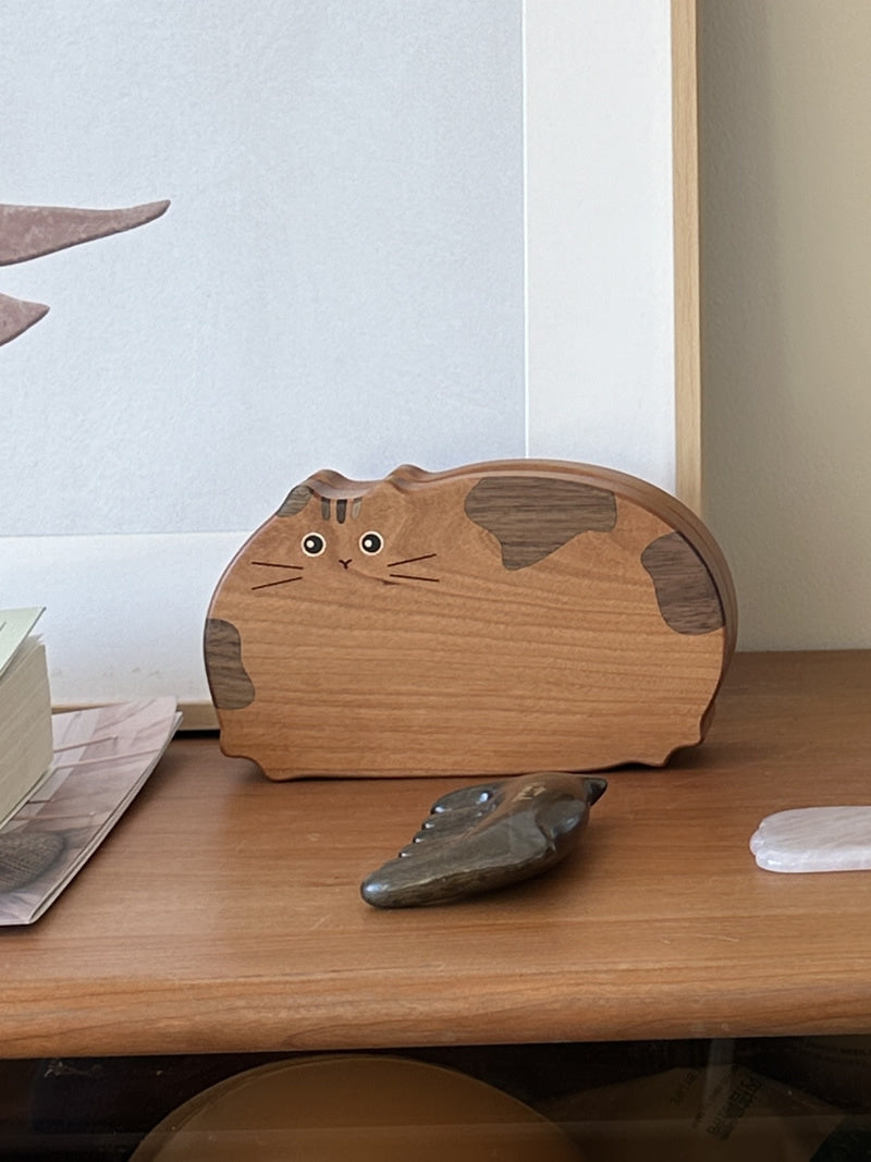 Cute Wooden Cat Organizer Jewelry Box, Gift Ideas For Girls