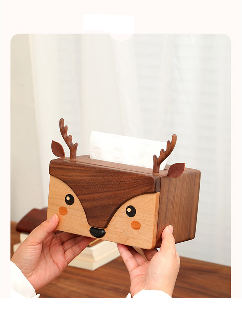 Cute Wooden Deer Tissue Box, Amazing Desktop Decoration