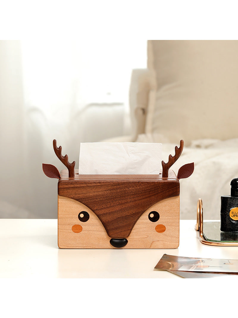 Cute Wooden Deer Tissue Box, Amazing Desktop Decoration