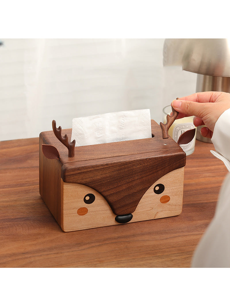 Cute Wooden Deer Tissue Box, Amazing Desktop Decoration