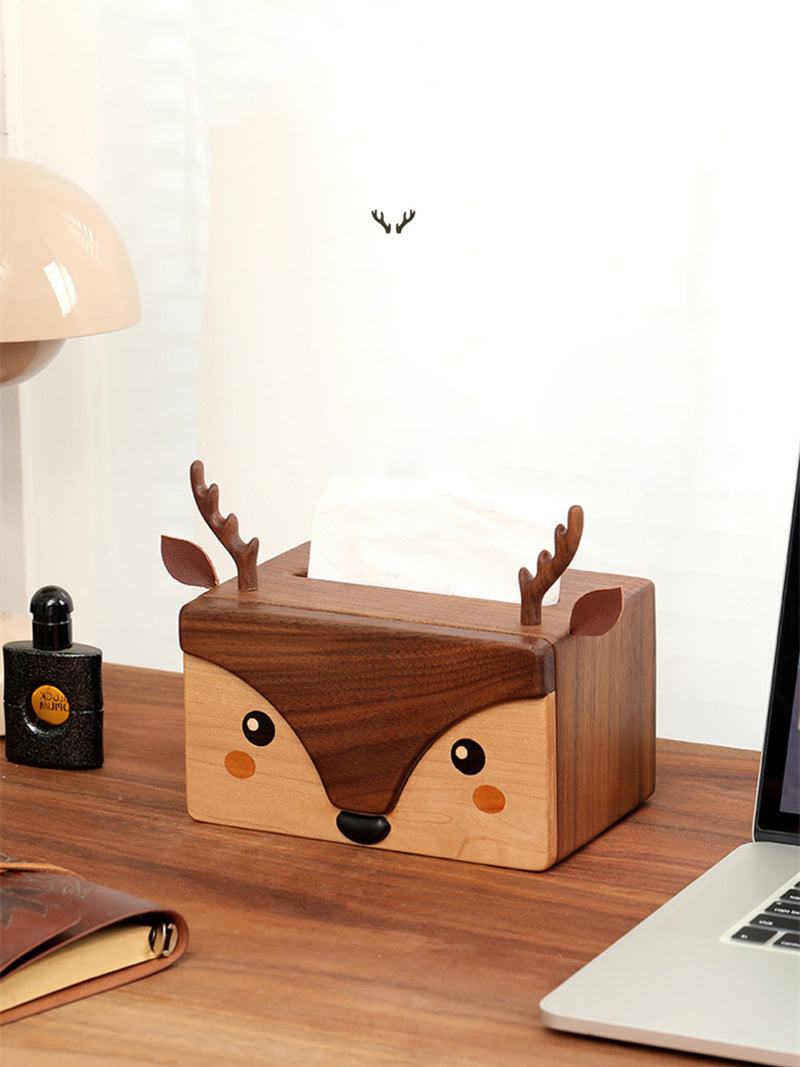 Cute Wooden Deer Tissue Box, Amazing Desktop Decoration