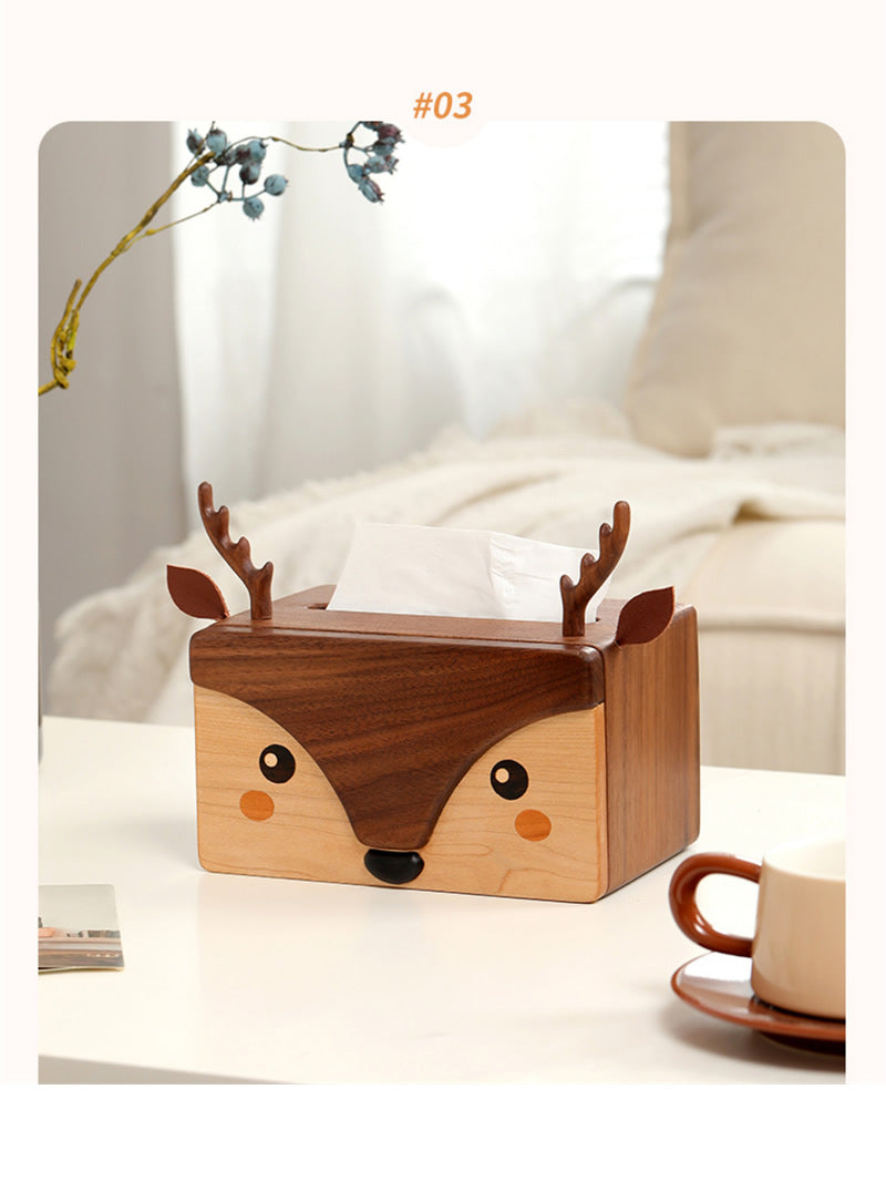 Cute Wooden Deer Tissue Box, Amazing Desktop Decoration