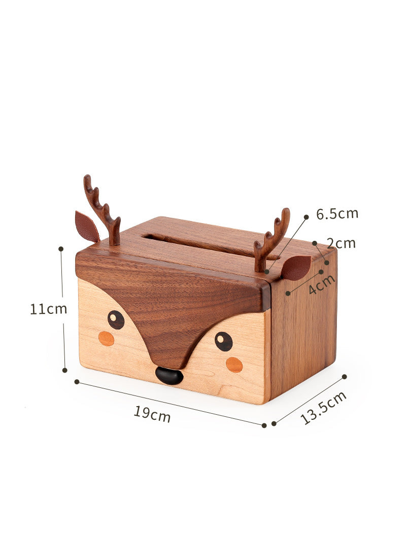 Cute Wooden Deer Tissue Box, Amazing Desktop Decoration