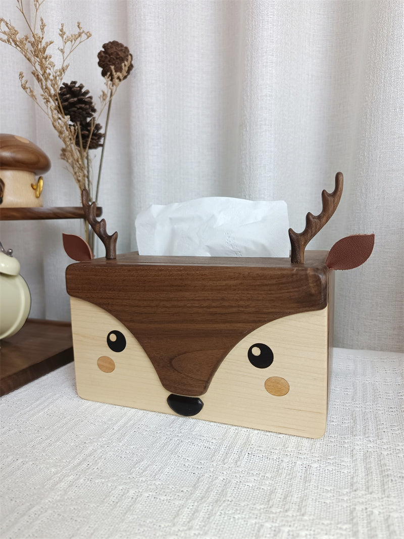 Cute Wooden Deer Tissue Box, Amazing Desktop Decoration