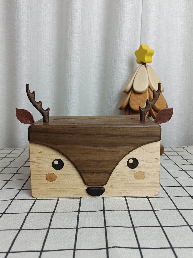 Cute Wooden Deer Tissue Box, Amazing Desktop Decoration