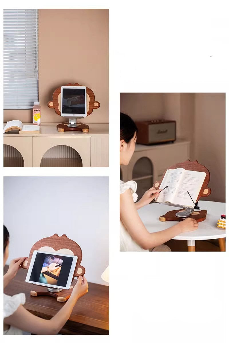 Cute Wooden Monkey Study Reading Stand, Ipad Stand