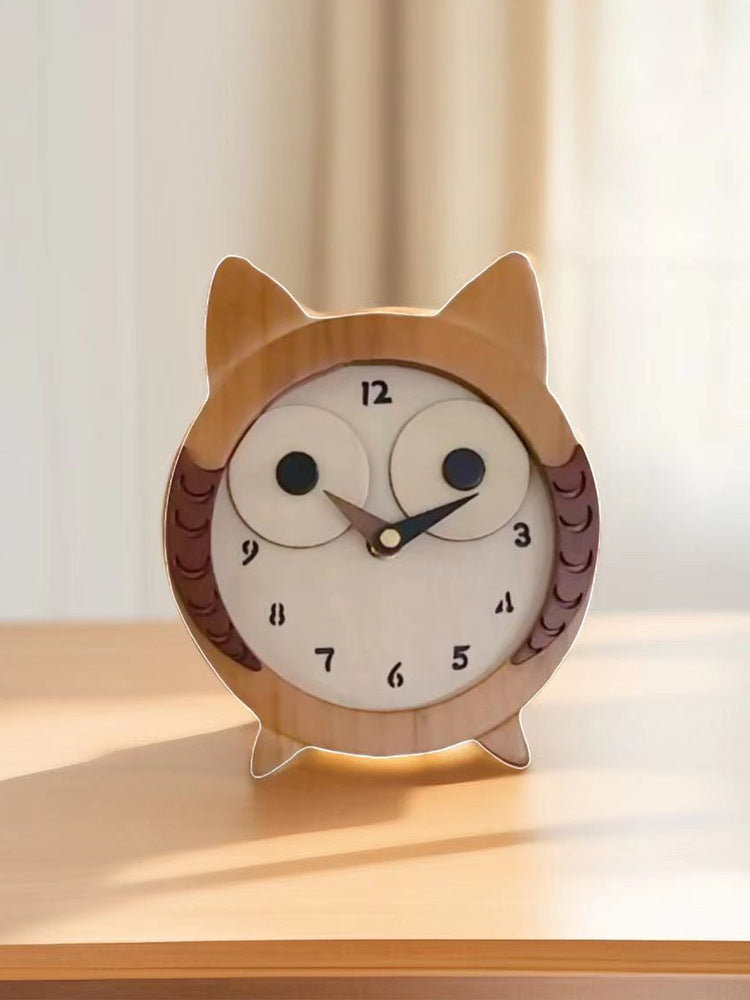 Cute Wooden Owl Desk Clock - Charming and Functional Decor