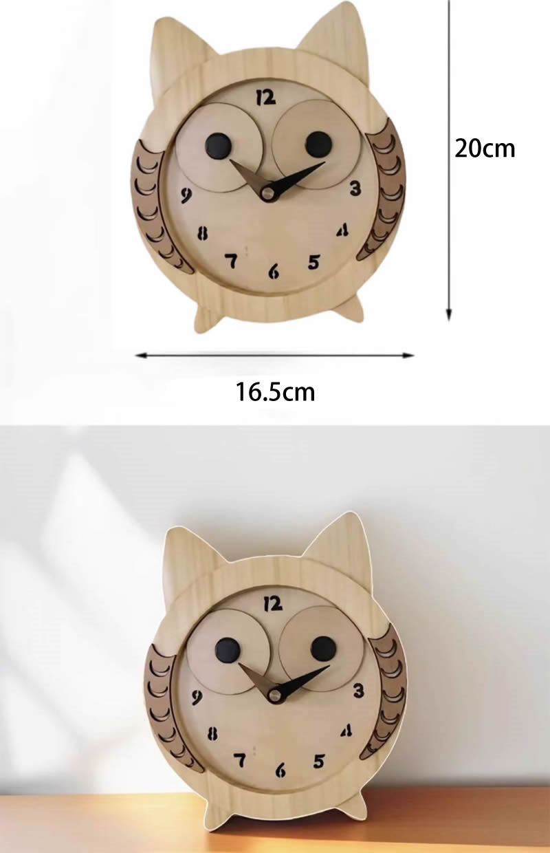 Cute Wooden Owl Desk Clock - Charming and Functional Decor