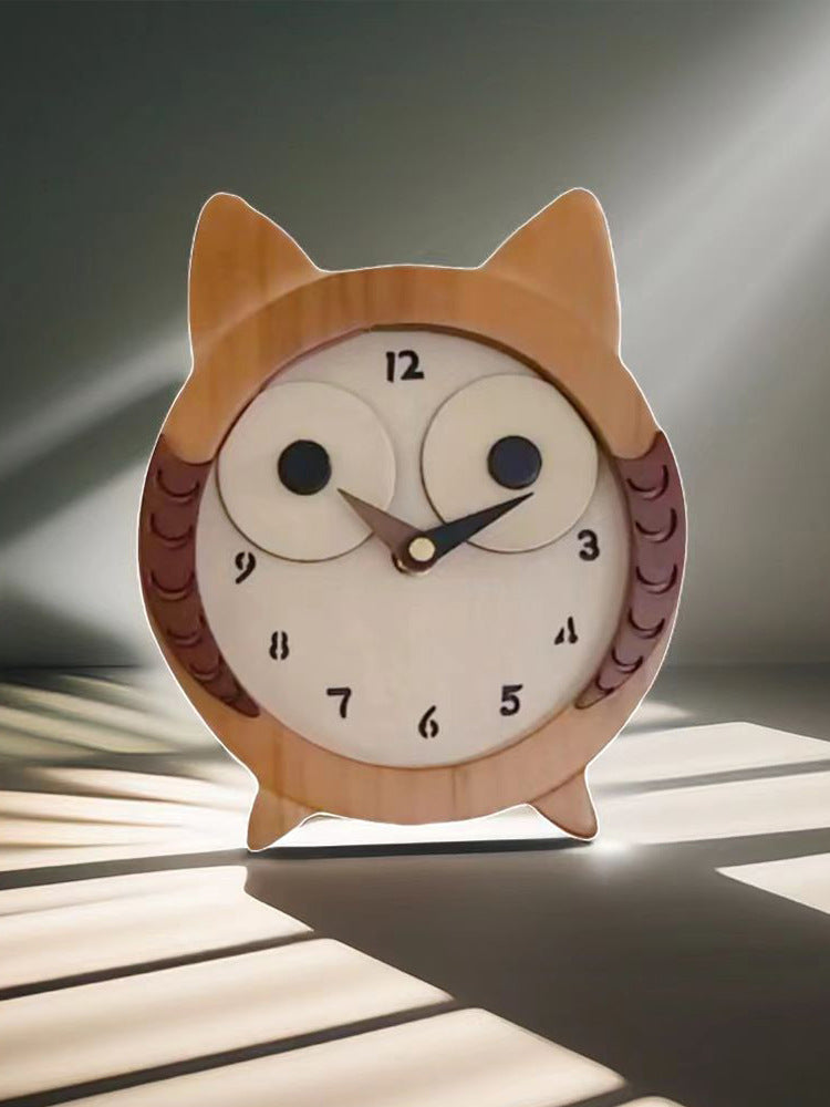 Cute Wooden Owl Desk Clock - Charming and Functional Decor