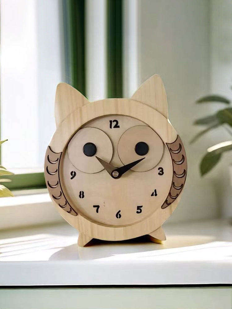 Cute Wooden Owl Desk Clock - Charming and Functional Decor