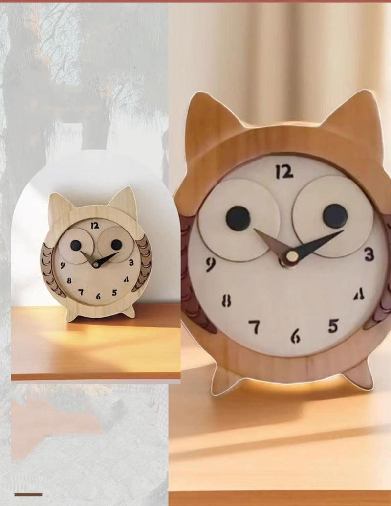 Cute Wooden Owl Desk Clock - Charming and Functional Decor