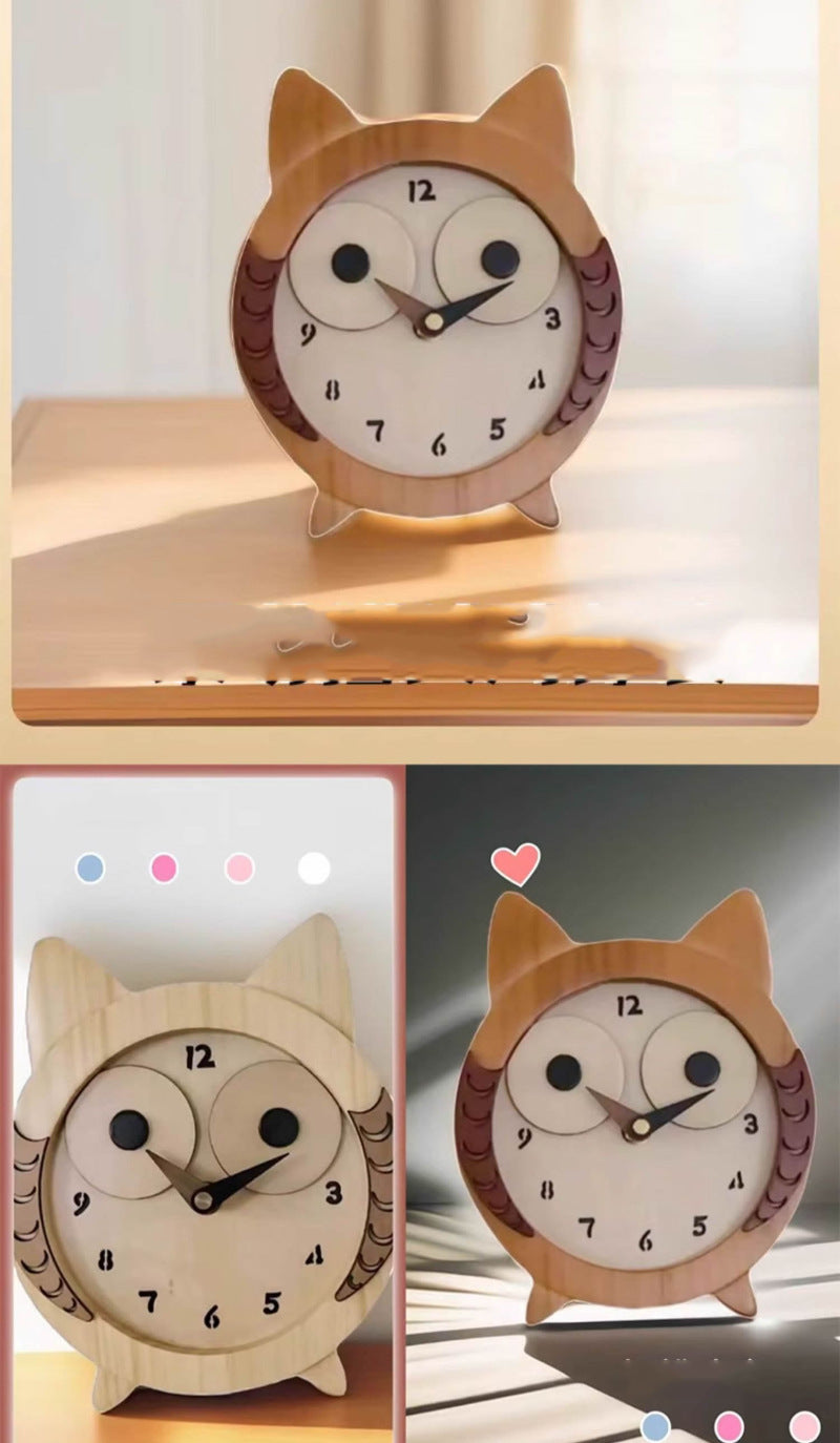 Cute Wooden Owl Desk Clock - Charming and Functional Decor