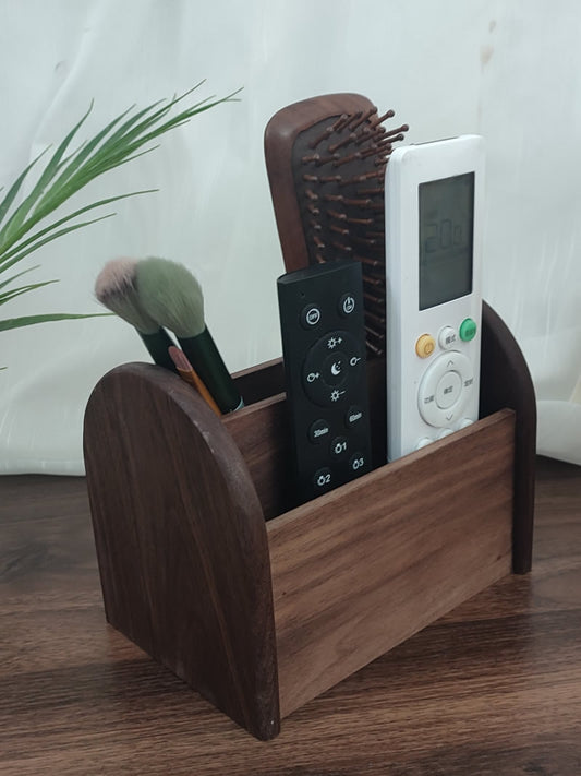 Desk Wooden Storage Box, Remote Control, Glasses, Cosmetics Organizer