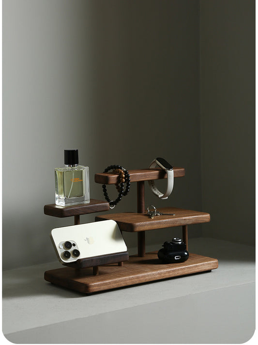 Desktop Organize Wooden Storage Rack, Phone Stand, Jewelry Holder