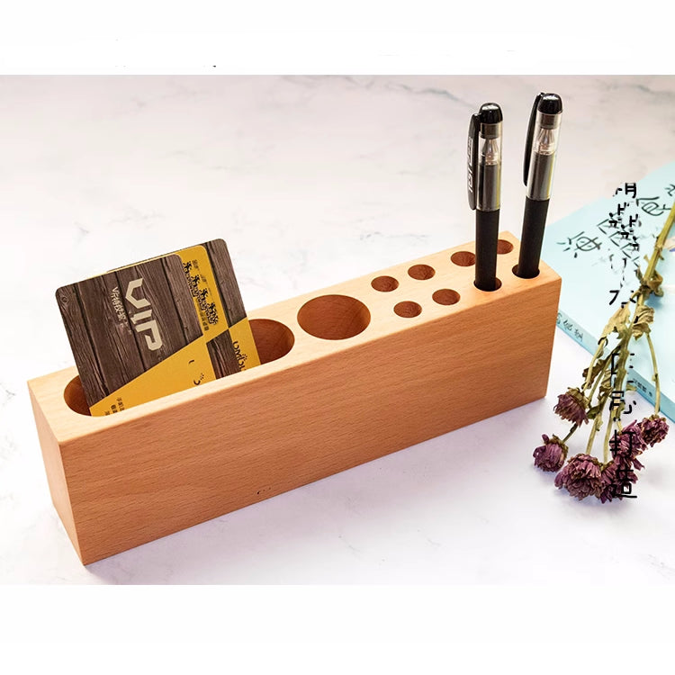 Desktop Storage Pen Holder, Business Card Holder, Pure Wood Organization Design