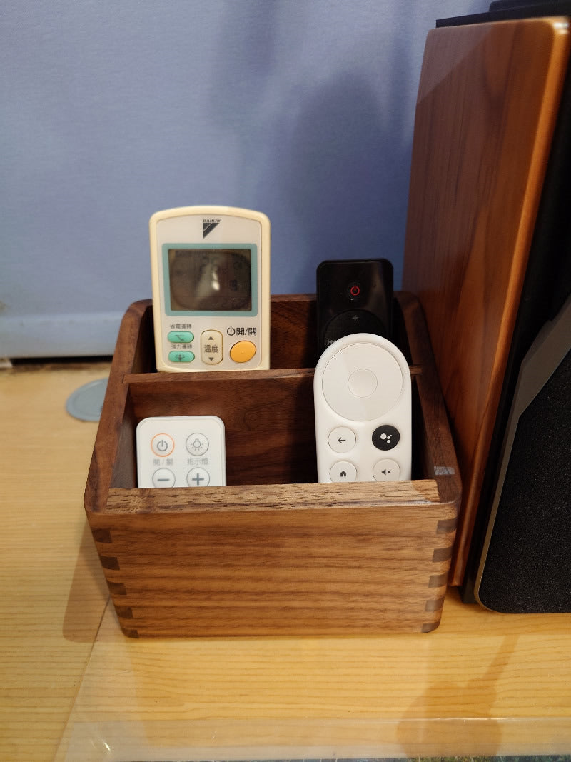 Desktop Wooden Two Grids Storage Box, Remote Control, Phone, Glasses Organize